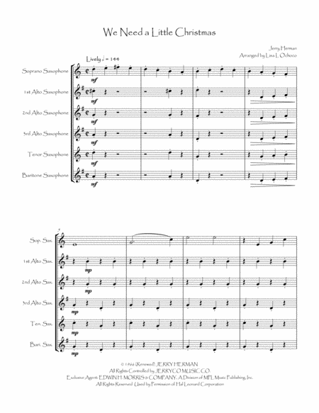 We Need A Little Christmas For Saxophone Choir Page 2