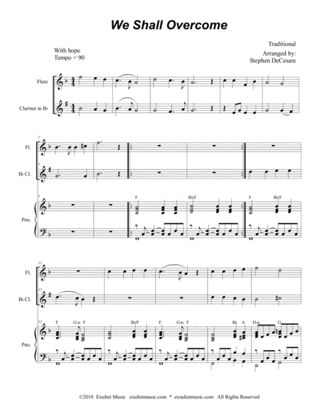 We Shall Overcome Duet For Flute And Bb Clarinet Page 2