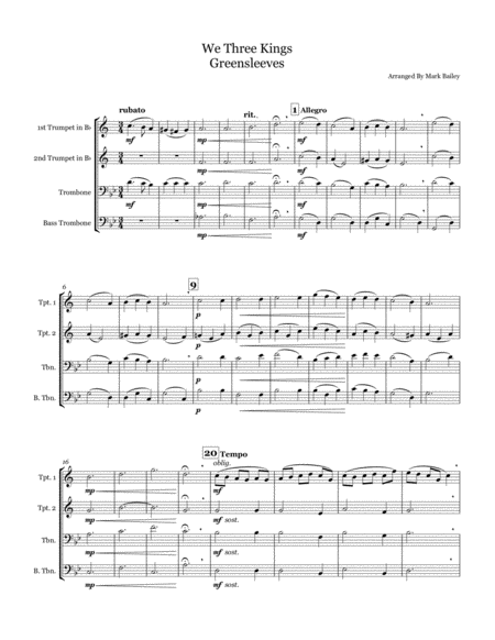 We Three Kings Greensleeves Brass Quartet Page 2