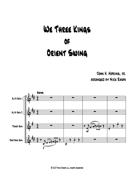 We Three Kings Of Orient Swing Easy Sax Quartet Score And Full Set Of Parts Page 2