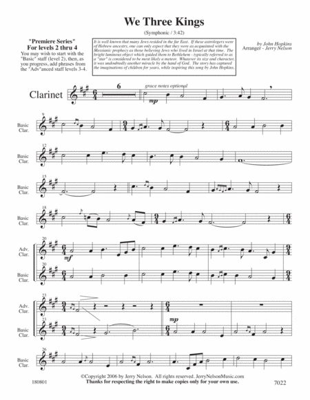 We Three Kings V1 Arrangements Level 2 4 For Clarinet Written Acc Page 2