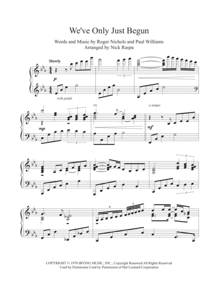 We Ve Only Just Begun Advanced Intermediate Piano Page 2