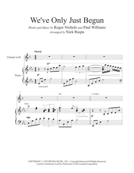 We Ve Only Just Begun B Flat Clarinet Piano Adv Int Page 2