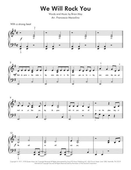 We Will Rock You Easy Piano Page 2