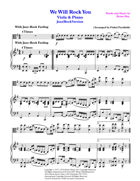 We Will Rock You For Viola Piano Jazz Rock Version Page 2