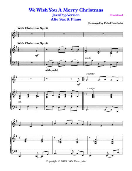 We Wish You A Merry Christmas Piano Background For Alto Sax And Piano Video Page 2