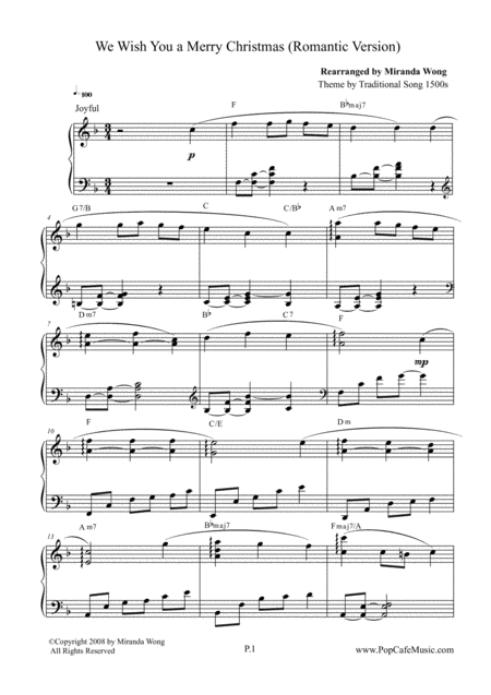 We Wish You A Merry Christmas Romantic Christmas Piano Solo With Chords Page 2
