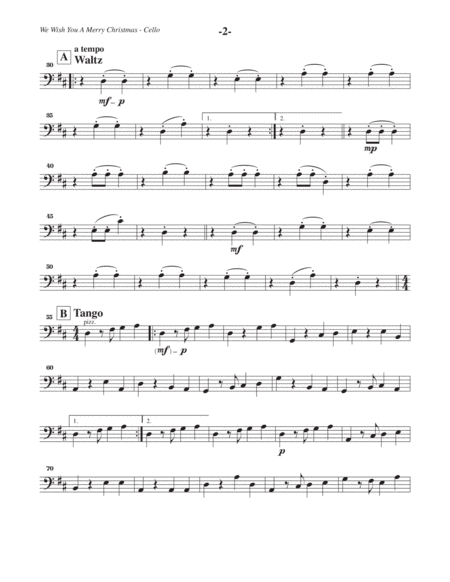 We Wish You A Merry Christmas Variations Cello Part Page 2