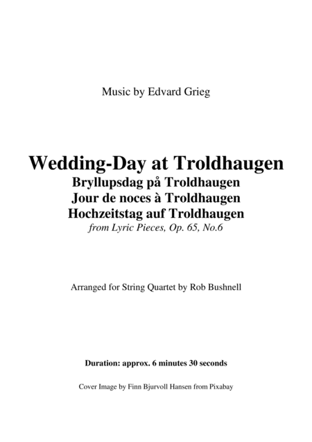 Wedding Day At Troldhaugen From Lyric Pieces Edvard Grieg String Quartet Page 2