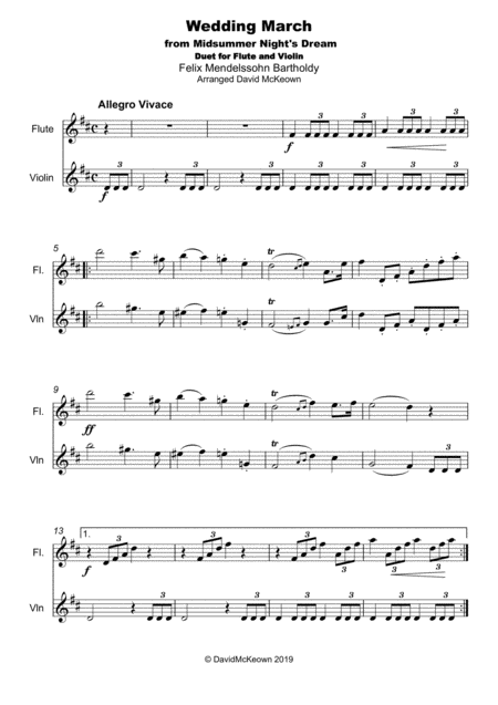 Wedding March By Mendelssohn Duet For Flute And Violin Page 2