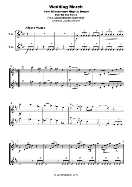 Wedding March By Mendelssohn Duet For Two Flutes Page 2