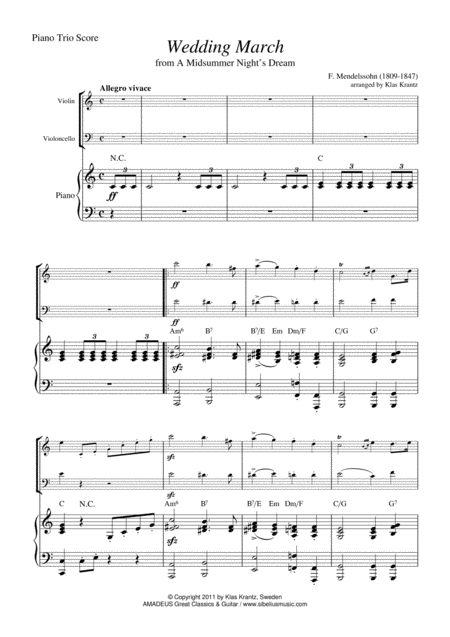 Wedding March Easy For Piano Trio Page 2