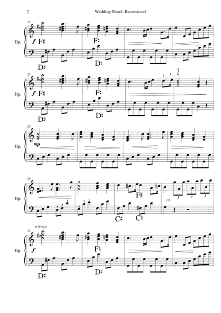 Wedding March Recessional Mendelssohn Pedal Harp Solo Page 2
