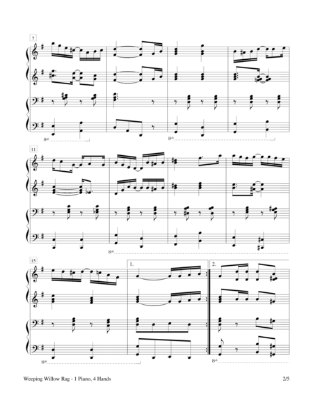 Weeping Willow Rag 1 Piano 4 Hands Page 2