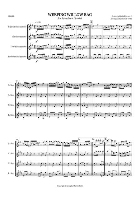 Weeping Willow Rag For Saxophone Quartet Satb Page 2