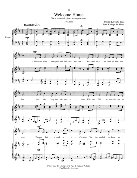 Welcome Home Original Vocal Solo With Piano Accompaniment Page 2