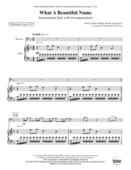 What A Beautiful Name Bassoon Solo With Piano Accompaniment Page 2