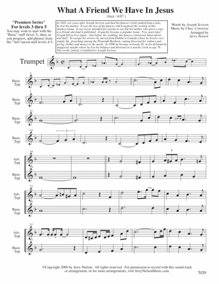 What A Friend We Have In Jesus V2 Arrangements Level 3 5 For Trumpet Written Acc Hymn Page 2