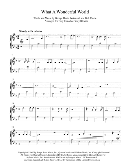 What A Wonderful World An Easy Piano Solo Arrangement Page 2