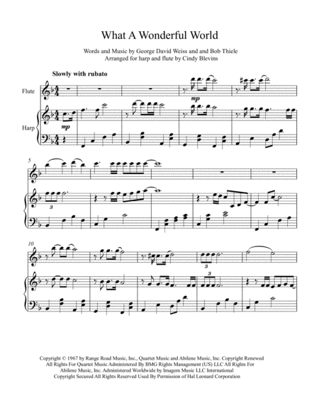 What A Wonderful World Arranged For Harp And Flute Page 2