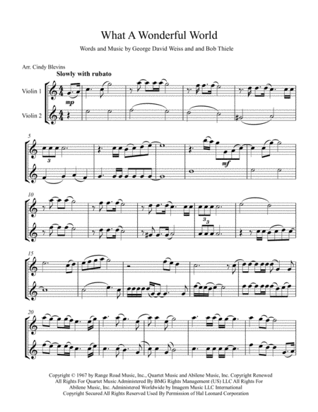 What A Wonderful World Arranged For Violin Duet Page 2