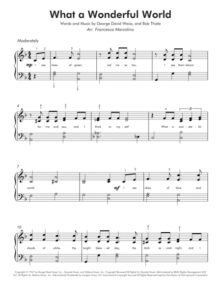 What A Wonderful World Easy Piano Page 2