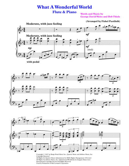 What A Wonderful World For Flute And Piano Jazz Pop Version Page 2