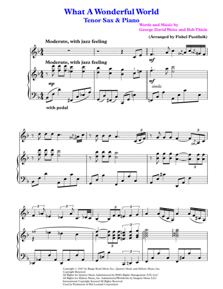 What A Wonderful World For Tenor Sax And Piano Page 2