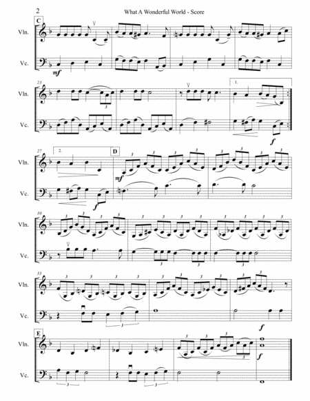 What A Wonderful World For Violin And Cello Page 2