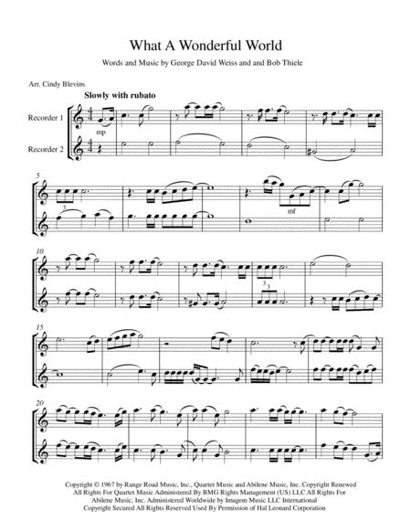 What A Wonderful World Recorder Duet Page 2