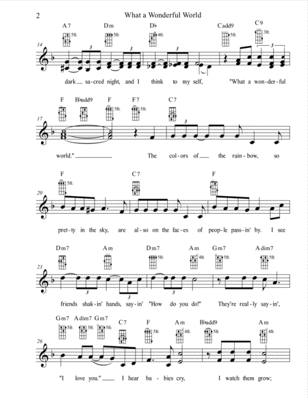 What A Wonderful World Vocal Solo Duet Trio With Ukulele Chords Page 2