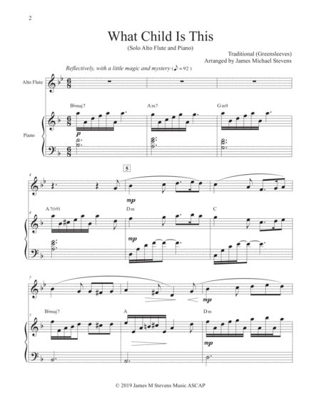 What Child Is This Christmas Alto Flute Piano Page 2