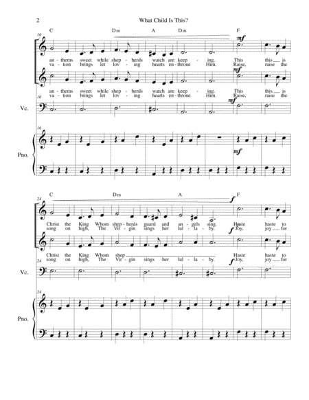 What Child Is This Vocal Duet Cello And Piano Page 2