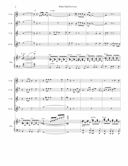 What I Did For Love For Saxophone Quartet And Piano Page 2
