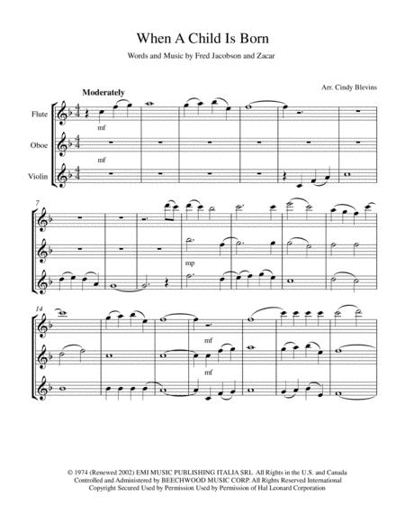 When A Child Is Born Easy Flute Oboe And Violin Trio Page 2