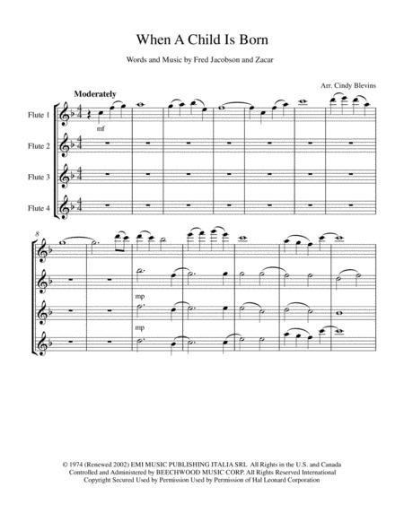 When A Child Is Born Easy Flute Quartet Page 2