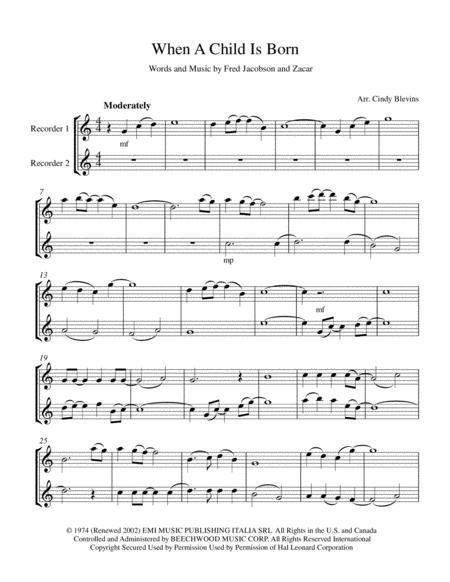 When A Child Is Born Recorder Duet Page 2