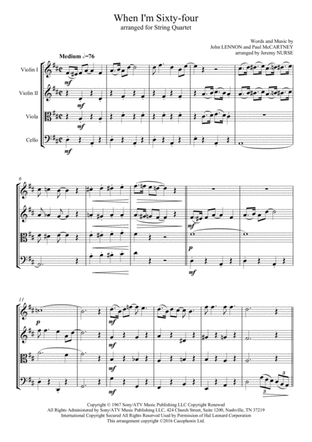 When I M Sixty Four String Quartet Page 2