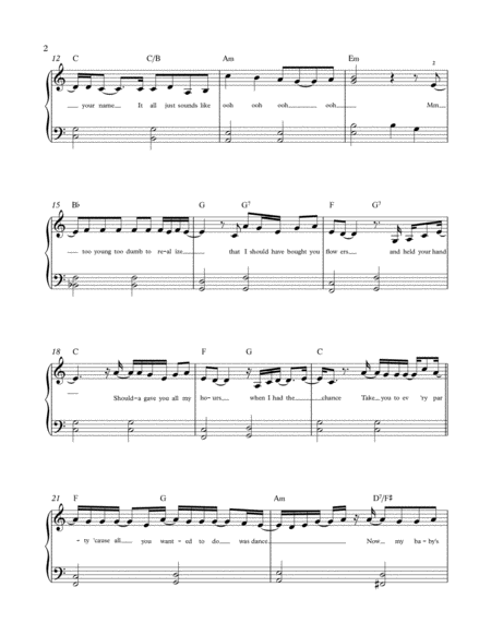 When I Was Your Man By Bruno Mars Piano Solo For Early Intermediates Arranged By Chrisanne Holm Ascap Page 2