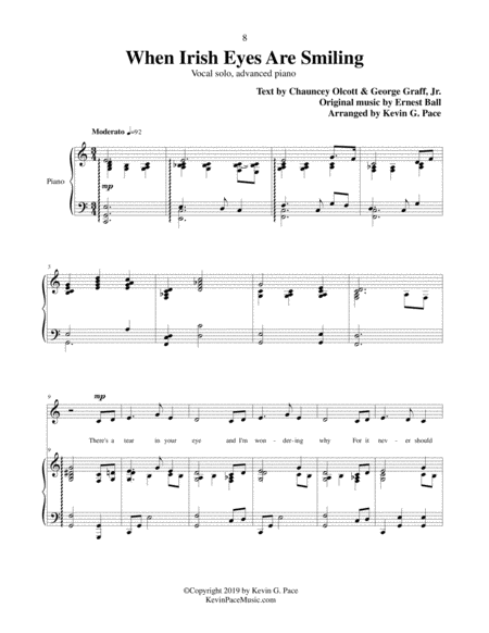 When Irish Eyes Are Smiling Vocal Solo With Advanced Piano Accompaniment Page 2