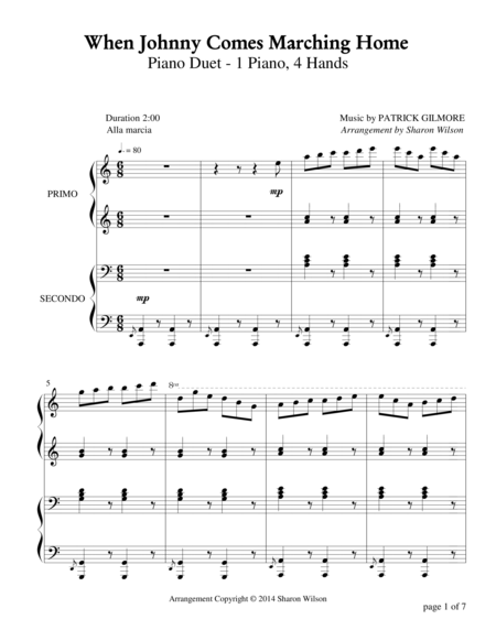 When Johnny Comes Marching Home 1 Piano 4 Hands Duet Page 2