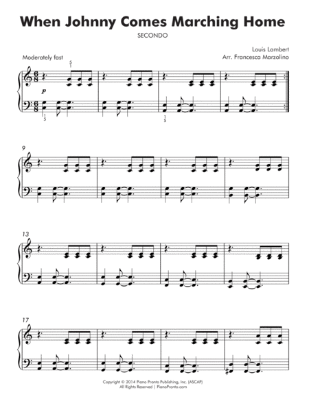 When Johnny Comes Marching Home Duet For Early Intermediates Page 2