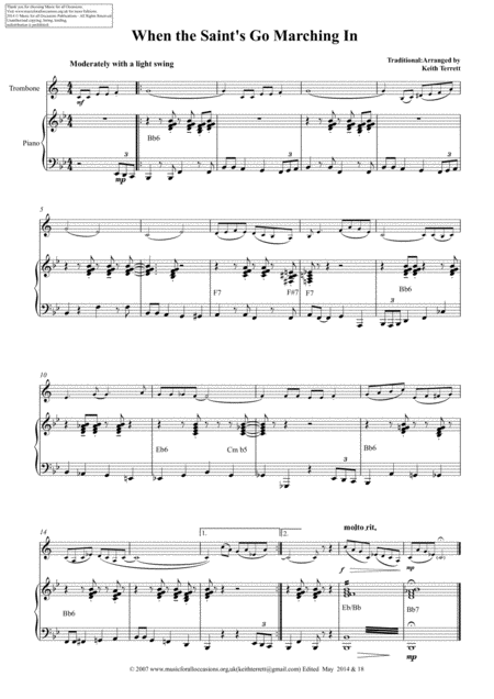 When The Saints Go Marching In For Bb Trombone Tc Piano Page 2