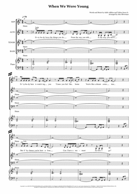 When We Were Young Adele Choir And Piano Edition Page 2