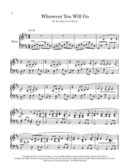 Wherever You Will Go Arranged For Piano Solo Page 2