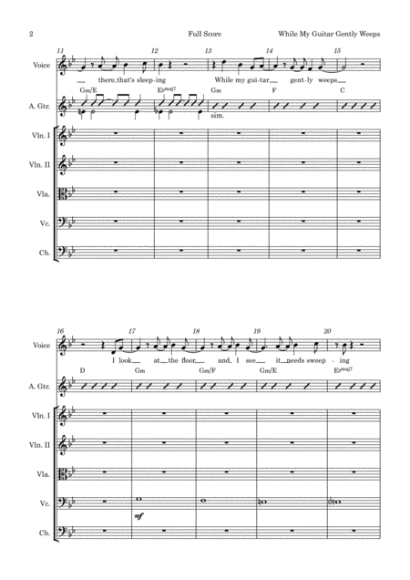 While My Guitar Gently Weeps Vocal With Guitar And Strings Key Of Gm Page 2