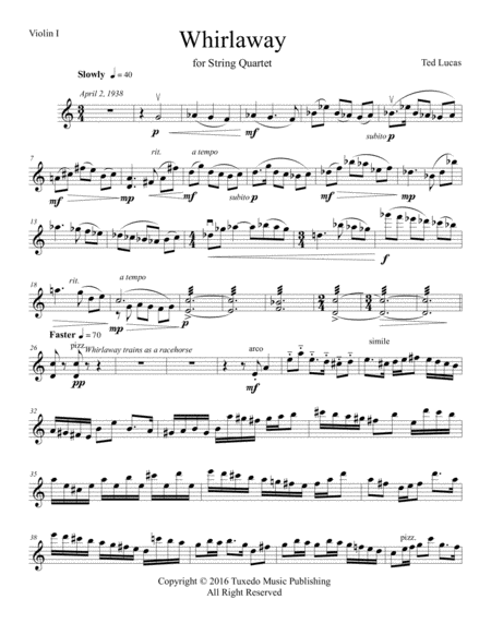 Whirlaway For String Quartet Parts Page 2