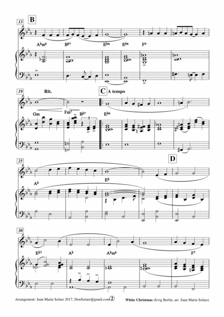 White Christmas Alto Saxophone Piano Page 2