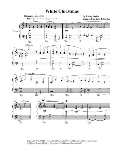 White Christmas Early Intermediate Piano Solo Page 2