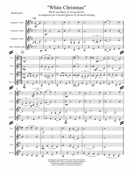 White Christmas For Clarinet Quartet Page 2